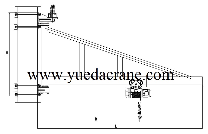 drawing of BZQ model wall mounted jib crane